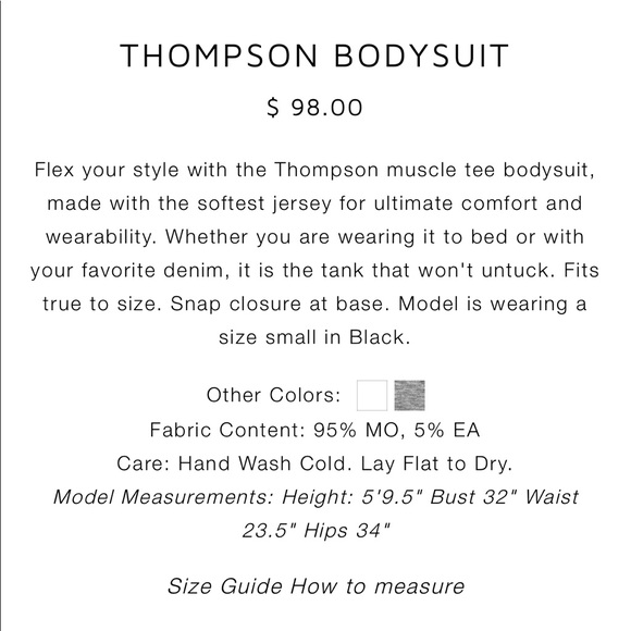 NWT ALIX Black Thompson Bodysuit Tank Top Large - Picture 6 of 6